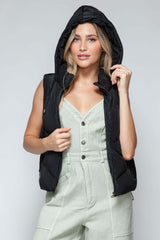 Black Zip Up Quilted Hooded Vest Jacket, Vests, $ 35.00, A Moment Of Now™