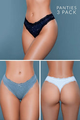 Jade Low Rise Lace Trim Cotton Thong 3 Pack, underwear, $ 19.00, A Moment Of Now™
