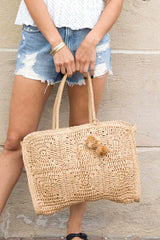 Khaki Straw Traveler Tote - Stylish & Functional, Tote, $ 58.95, A Moment Of Now™