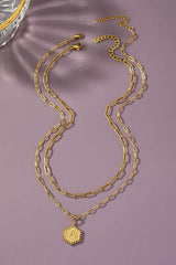 2 Row Brass Double Sided Hexagon Initial Necklace, Necklaces, $ 19.00, A Moment Of Now™