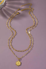 2 Row Brass Double Sided Hexagon Initial Necklace, Necklaces, $ 19.00, A Moment Of Now™