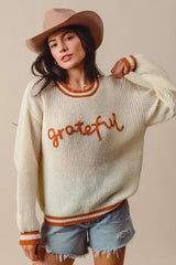 SO ME Thanksgiving Grateful Stitch Sweater, Sweaters, $ 48.00, A Moment Of Now™