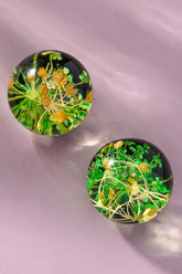 Handmade Green Flowers Resin Ball Stud Earrings, Earrings, $ 13.95, A Moment Of Now™
