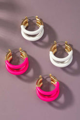 Triple Layer Tube Hoop Earrings with Enamel Coating, Earrings, $ 12.95, A Moment Of Now™