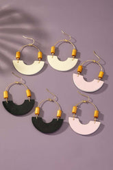 Leather and Metal Arch Earrings with Wood Bead, Earrings, $ 12.95, A Moment Of Now™
