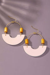Leather and Metal Arch Earrings with Wood Bead, Earrings, $ 12.95, A Moment Of Now™