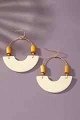 Leather and Metal Arch Earrings with Wood Bead, Earrings, $ 12.95, A Moment Of Now™