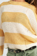 Yellow White Striped Distressed Knit Top, Tops, $ 65.95, A Moment Of Now™