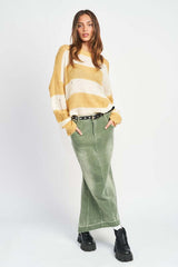 Yellow White Striped Distressed Knit Top, Tops, $ 65.95, A Moment Of Now™
