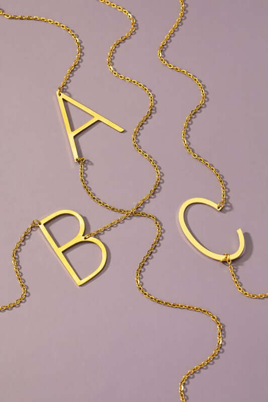 Large Stainless Steel Initial Letter Pendant Necklace, Necklaces, $ 14.95, A Moment Of Now™