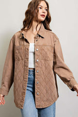 Quilted Button Down Jacket - Stylish & Warm Outerwear, Shackets, $ 75.00, A Moment Of Now™