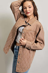 Quilted Button Down Jacket - Stylish & Warm Outerwear, Shackets, $ 75.00, A Moment Of Now™