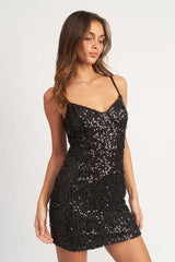 Chic Spaghetti Strap Sequin Mini Dress, Dresses, $ 75.00, A Moment Of Now™