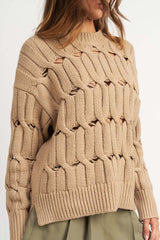 Open Knit Sweater with Slits - Stylish & Comfy, Sweaters, $ 69.95, A Moment Of Now™