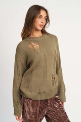 Distressed Oversized Sweater - Trendy & Comfy, Sweaters, $ 65.00, A Moment Of Now™