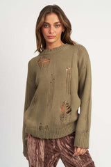 Distressed Oversized Sweater - Trendy & Comfy, Sweaters, $ 65.00, A Moment Of Now™