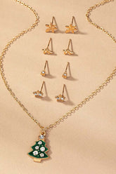 Christmas Tree Necklace & Stud Set | Holiday Jewelry, jewelry Sets, $ 15.00, A Moment Of Now™