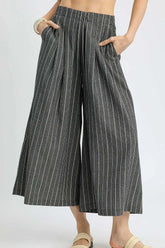 Black Pinstripe Crop Palazzo Wide Leg Pants, Pants, $ 60.00, A Moment Of Now™