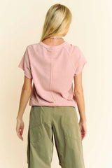 French Rose Breezy Knit T-shirt Top - Effortless Style, T-shirts, $ 45.00, A Moment Of Now™