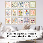 Instant Download: Flower Market Print Set of 15, Flower Market Poster, Maximalist Decor, Botanical Wall Art, Posters, Prints, & Visual Artwork, $ 10.00, A Moment Of Now™