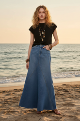 Ocean Wave Denim Skirt