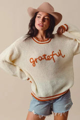 SO ME Thanksgiving Grateful Stitch Sweater, Sweaters, $ 48.00, A Moment Of Now™