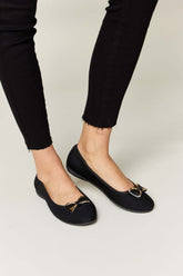 Charcoal Metal Buckle Flats Loafers - Chic & Comfortable, Flats, $ 25.00, A Moment Of Now™