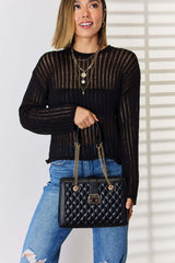David Jones Black Quilted PU Leather Handbag, Shoulder Bags, $ 55.00, A Moment Of Now™