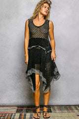 Black Texture Lace Ruffled Sleeveless Dress | POL, Dresses, $ 55.00, A Moment Of Now™