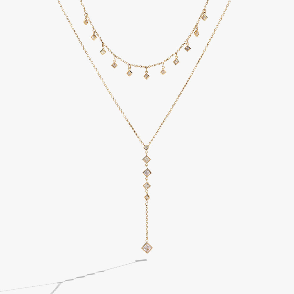 Two-Layered Princess Cut Crystal Necklace, Necklaces, $ 59.90, A Moment Of Now™