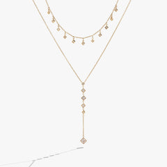 Two-Layered Princess Cut Crystal Necklace