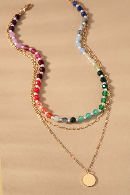 Layers Chunky Beaded & Chain Pendant Necklace, Necklaces, $ 18.00, A Moment Of Now™