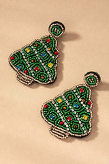 Christmas Tree Holiday Beaded Drop Earrings, Earrings, $ 25.95, A Moment Of Now™