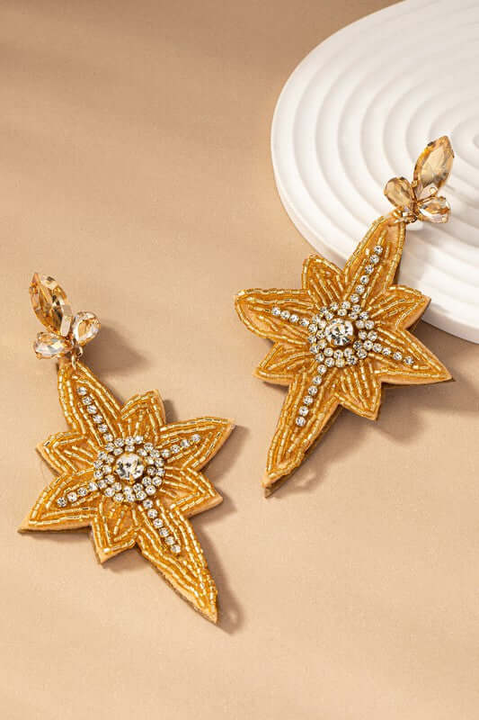 Christmas Star Holiday Beaded Drop Earrings, Earrings, $ 25.95, A Moment Of Now™