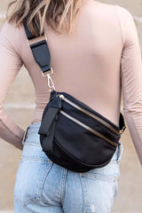 Gia Double Zip Nylon Crescent Sling Bag - Stylish & Functional, Sling Bags, $ 49.00, A Moment Of Now™