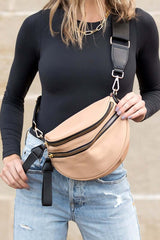 Gia Double Zip Nylon Crescent Sling Bag - Stylish & Functional, Sling Bags, $ 49.00, A Moment Of Now™