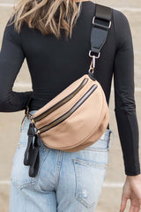 Gia Double Zip Nylon Crescent Sling Bag - Stylish & Functional, Sling Bags, $ 49.00, A Moment Of Now™