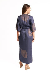 Peacock Feather Wrap Dress in Navy + Gold | Boutique In USA, Dresses, $ 180.00, A Moment Of Now™