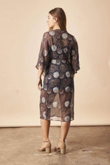 Dancing Umbrellas Twisted Midi Dress in Navy + Metallic | Boutique In USA, Dresses, $ 180.00, A Moment Of Now™