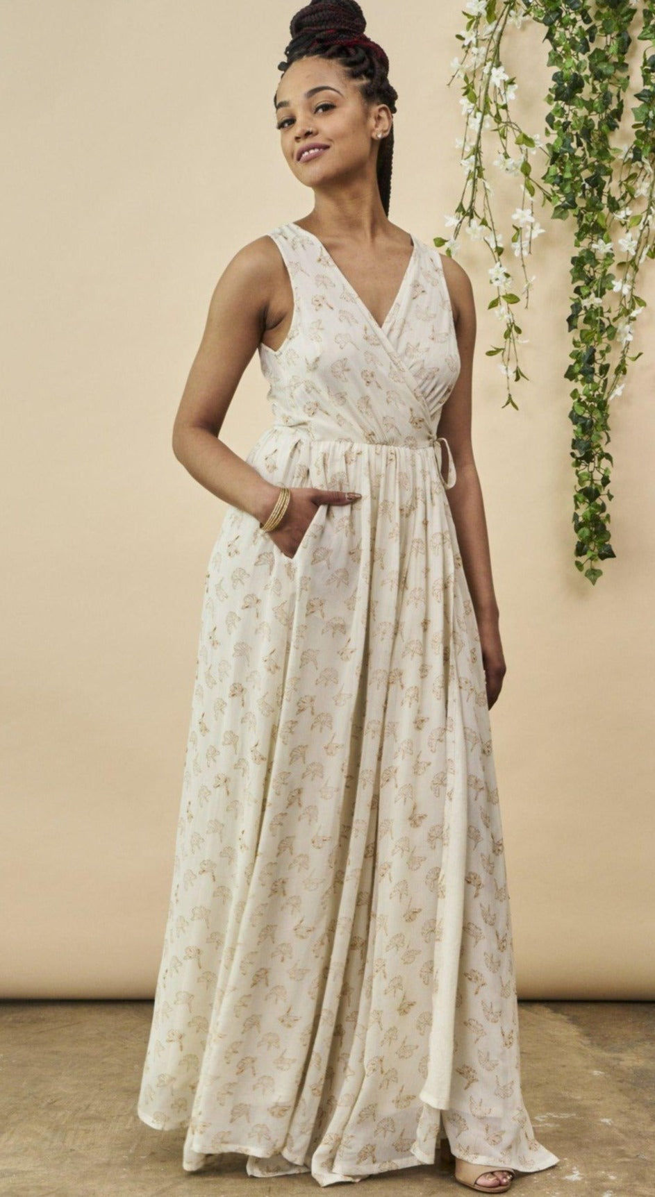 Ginkgo Leaf Maxi Wedding Dress in Cream + Copper | Boutique In USA, Wedding Dress, $ 328.00, A Moment Of Now™