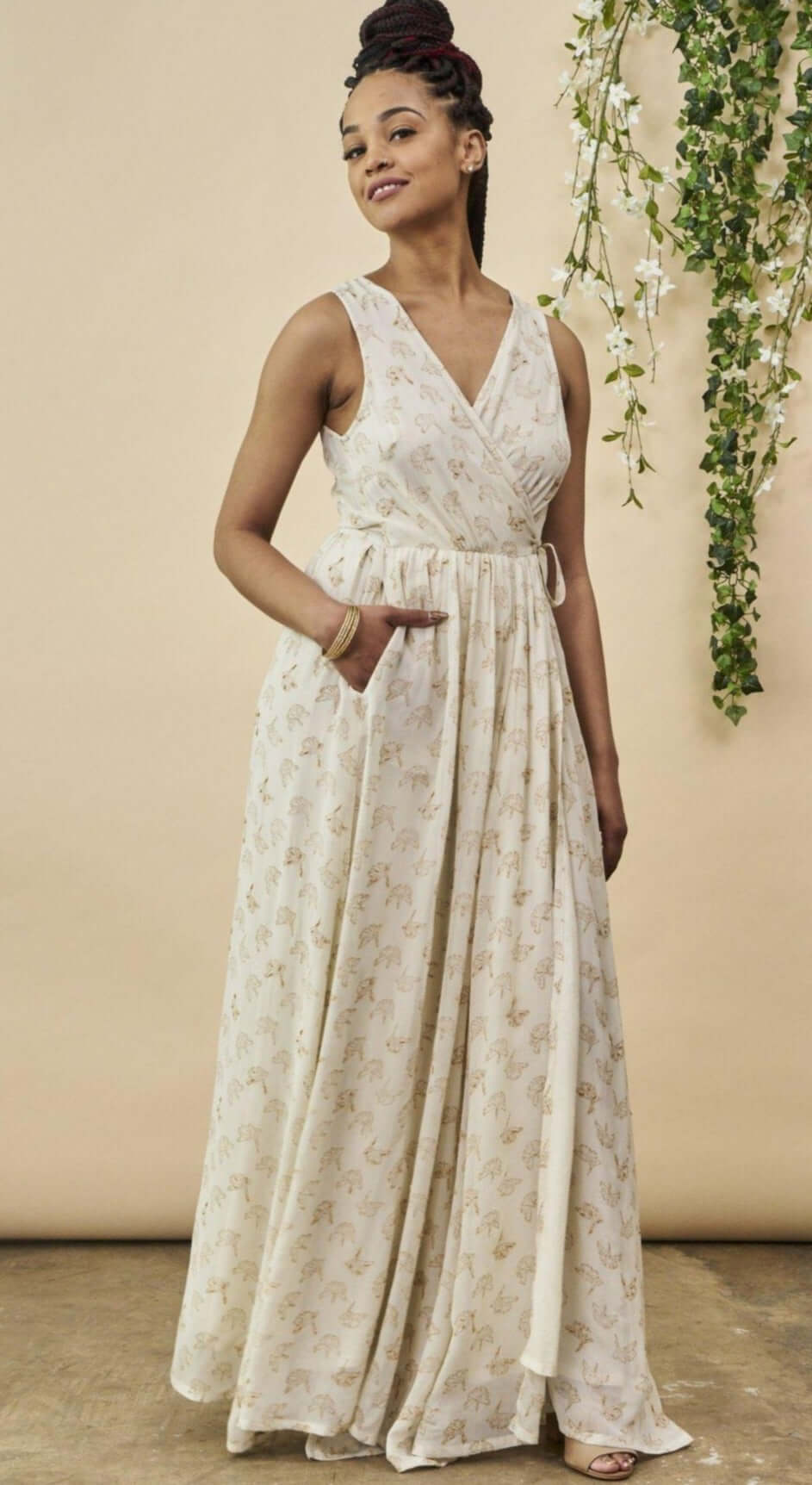Ginkgo Leaf Maxi Wedding Dress in Cream + Copper | Boutique In USA, Wedding Dress, $ 328.00, A Moment Of Now™