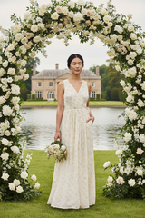 Ginkgo Leaf Maxi Wedding Dress in Cream + Copper