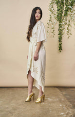 Hand Beaded Cherry Blossom Maxi Wrap in Ivory + Antique Gold | Boutique In USA, Dresses, $ 328.00, A Moment Of Now™