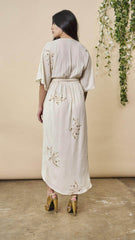 Hand Beaded Cherry Blossom Maxi Wrap in Ivory + Antique Gold | Boutique In USA, Dresses, $ 328.00, A Moment Of Now™