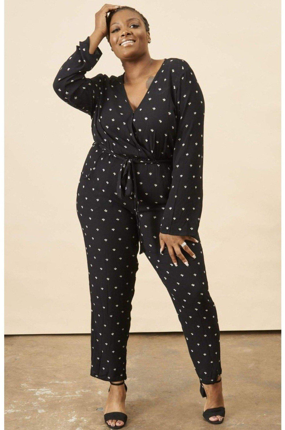 Baby Cacti Wrap Jumpsuit in Black & Ivory | Boutique In USA, Jumpsuits, $ 150.00, A Moment Of Now™