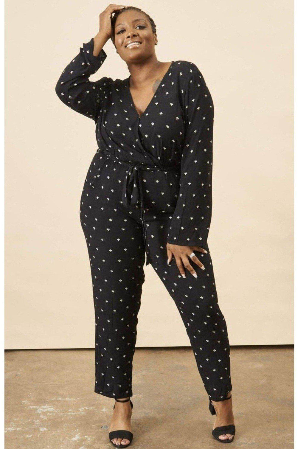 Baby Cacti Wrap Jumpsuit in Black & Ivory | Boutique In USA, Jumpsuits, $ 150.00, A Moment Of Now™