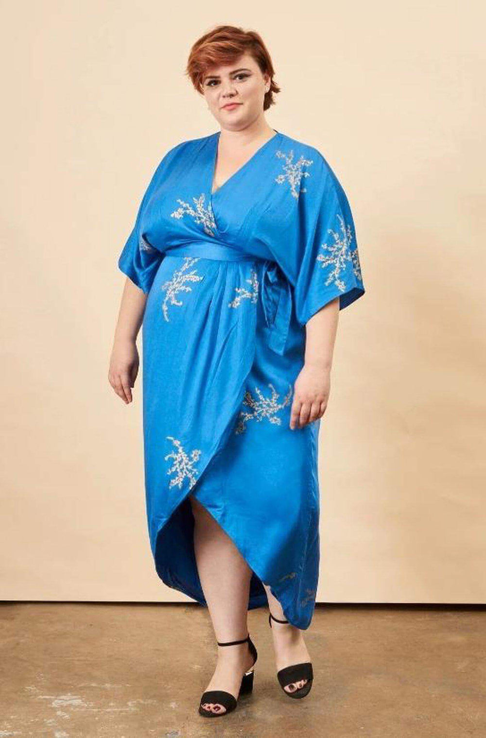 Cherry Blossom Maxi Wrap Dress Sapphire + Gold | Boutique In USA, Dresses, $ 180.00, A Moment Of Now™