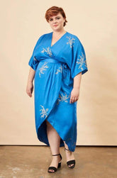Cherry Blossom Maxi Wrap Dress Sapphire + Gold | Boutique In USA, Dresses, $ 180.00, A Moment Of Now™