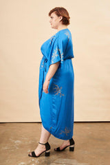 Cherry Blossom Maxi Wrap Dress Sapphire + Gold | Boutique In USA, Dresses, $ 180.00, A Moment Of Now™