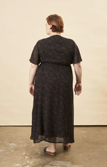Poppy Flower Butterfly Sleeve Maxi Dress in Black + Copper | Boutique In USA, Dresses, $ 198.00, A Moment Of Now™